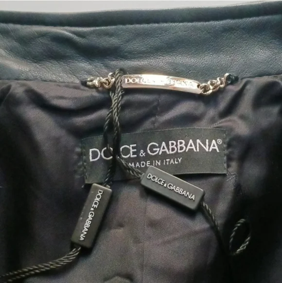 Golce & Gabbana Genuine Leather Dark Blue Motor Jacket Size 44